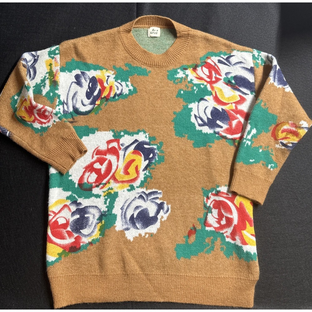 Blue Buttercup Oversized Floral Sweater  Small Cottagecore